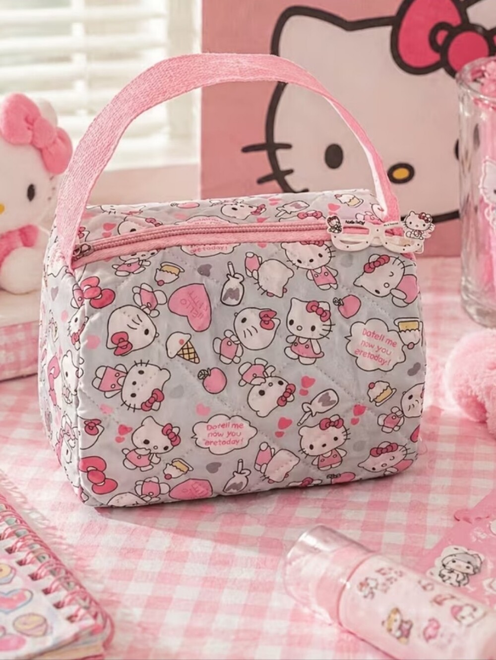 1 Piece Large Capacity Hello Kitty Cosmetic Bag. 7.87"×5.12"×5.12"  NWT